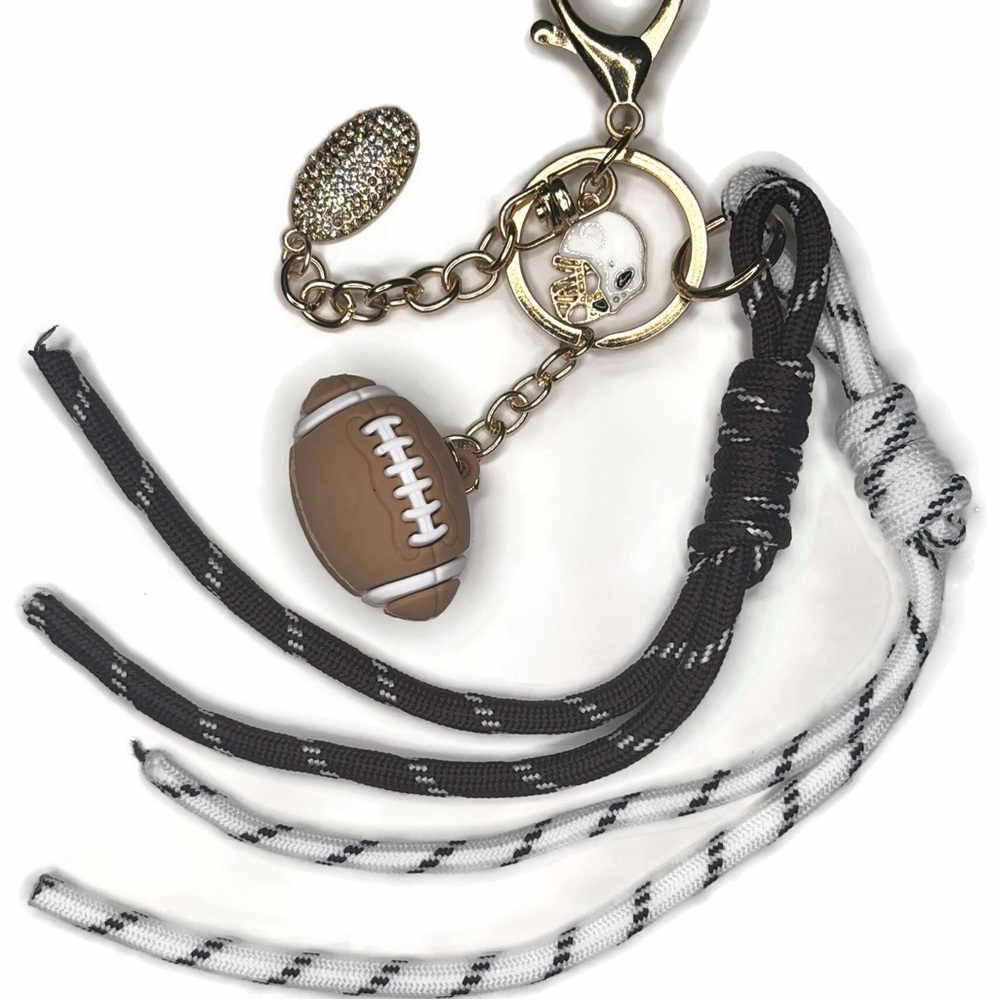 Gold-Tone Football Tassel Bag Charm Keychain
